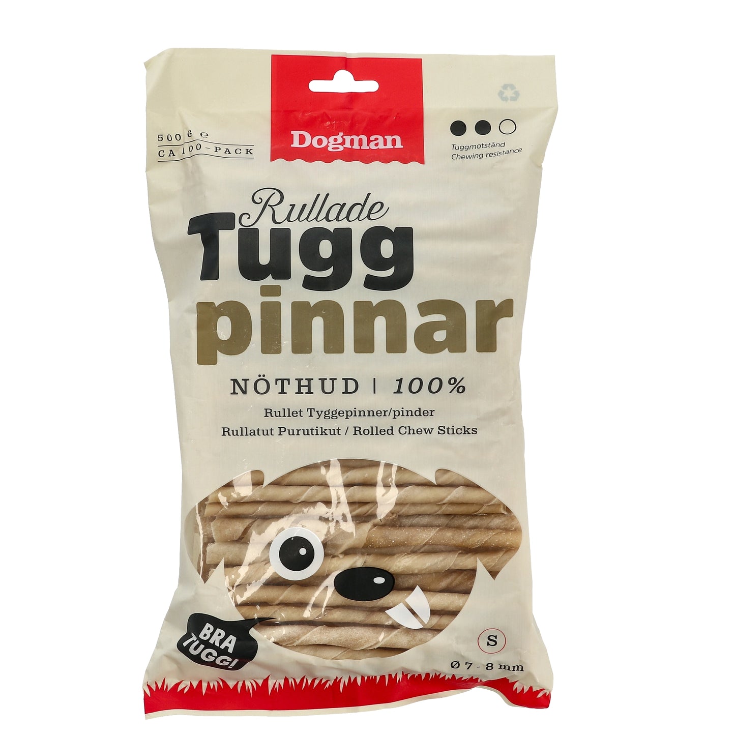 Dogman - Tuggpinnar Rullade 100p Brun 12,5cm