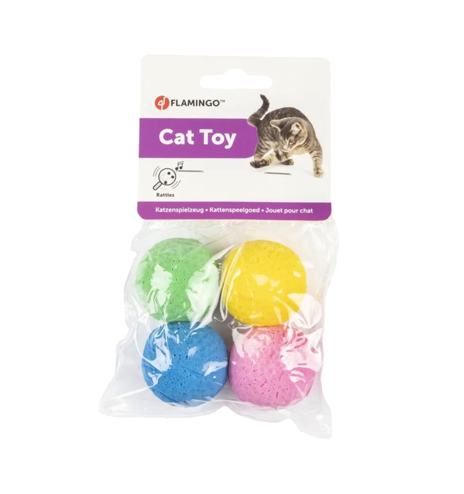 Flamingo - Kattboll 4-pack