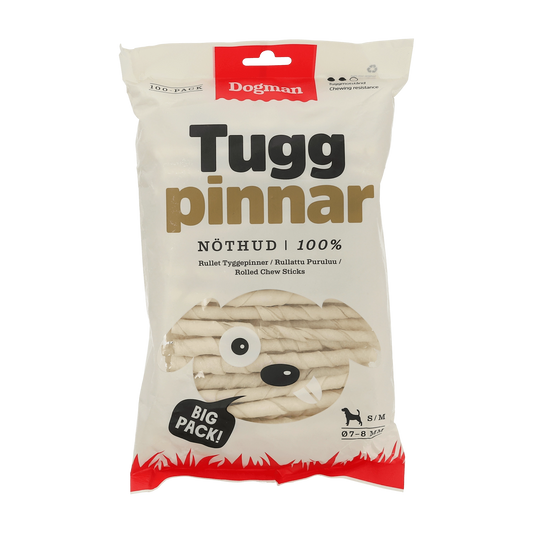 Dogman - Tuggpinnar Rullade 100p Vit 12,5cm