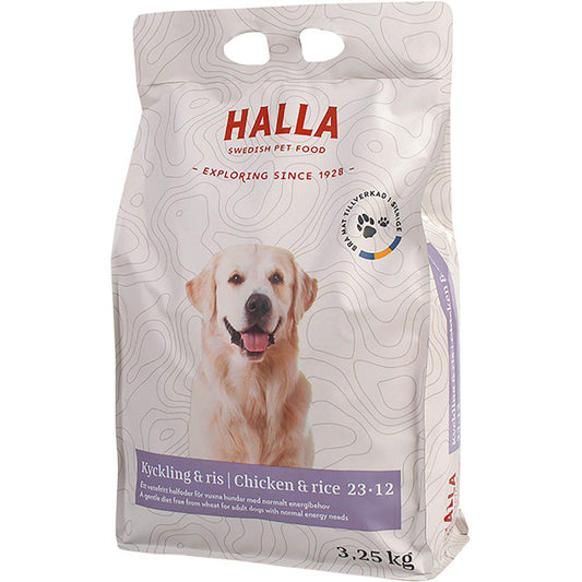 Halla - Hundfoder Kyckling & Ris 23-12 3.25kg