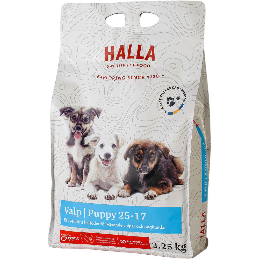 Halla - Hundfoder Valp 25-17 3.25kg