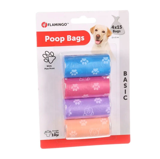 Flamingo - Bajspåsar (4 pack)