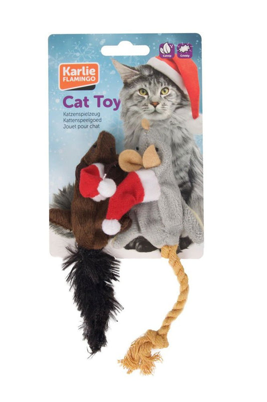 Karlie - Leksaksmus med tomteluva 2-pack